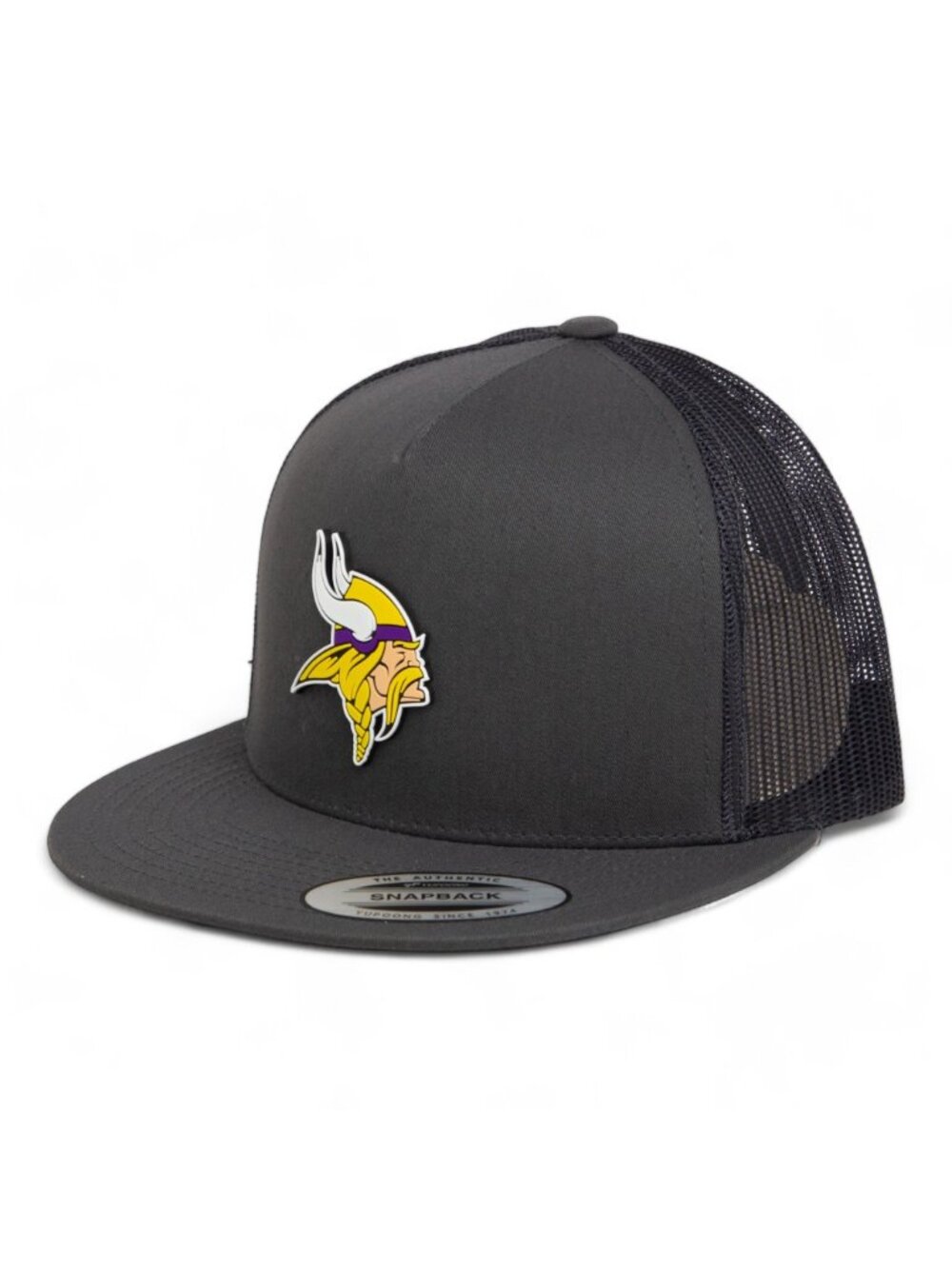 Minnesota Vikings 3D YP Snapback Flat Bill Trucker Hat- Charcoal